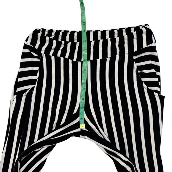 JOSEPH RIBKOFF Black White Vertical Stripe Flare Leg Knit Pants Size 2 Pull On - Picture 6 of 10